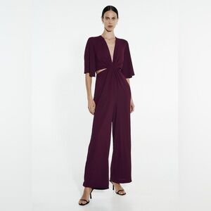 NWT ZARA CUT OUT JUMPSUIT SHORT SLEEVE V NECK 0387/166 XS